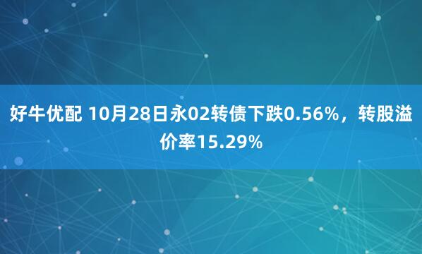 好牛优配 10月28日永02转债下跌0.56%,转股溢价率15.29%